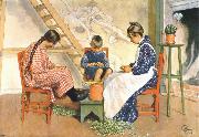 Carl Larsson Shelling Peas Watercolor china oil painting reproduction